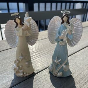 Angel Figurines with Seashell Accents